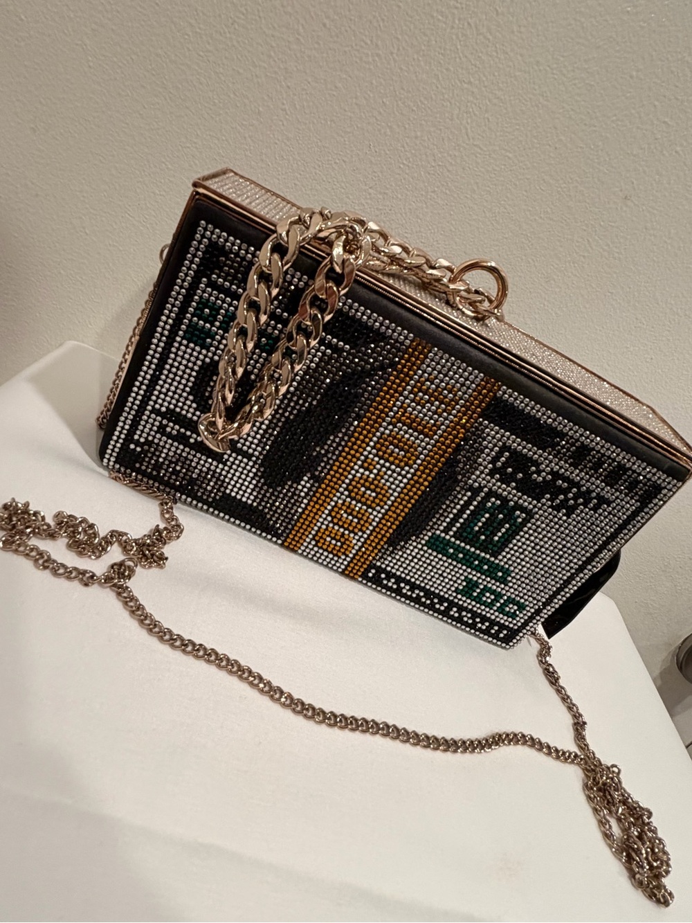 AKIRA MONEY CLUTCH Embellished Black Rhinestone CLUTCH OR Chain Shoulder Bag
